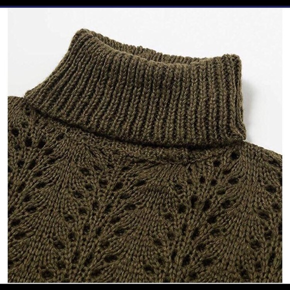 Crop Army Green Turtleneck Sweater - Picture 3 of 4